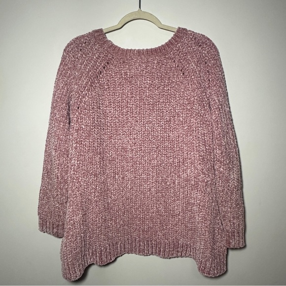 Renjo Pink Women's Sweater with Shoulder Design CottageCore Cable Medium - Picture 5 of 6